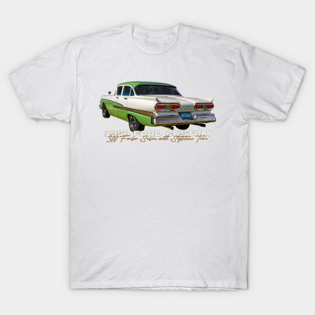 1958 Ford Custom 300 Fordor Sedan with Styletone Trim T-Shirt by Gestalt Imagery